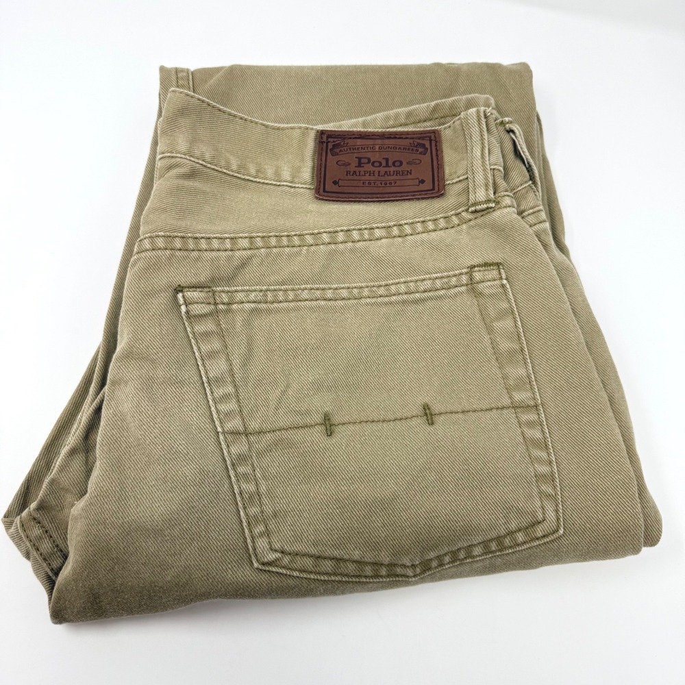 Polo Ralph Lauren Authentic Dungarees Mens 32x33 Khaki Tan Cotton Straight Pants